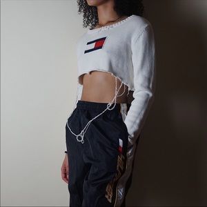Vintage Distressed Tommy Hilfiger Cropped Sweater